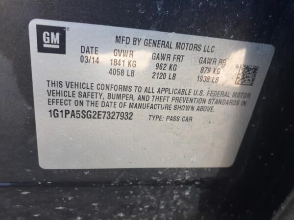 CHEVROLET CRUZE CHARCOAL - 1G1PA5SG2E7327932