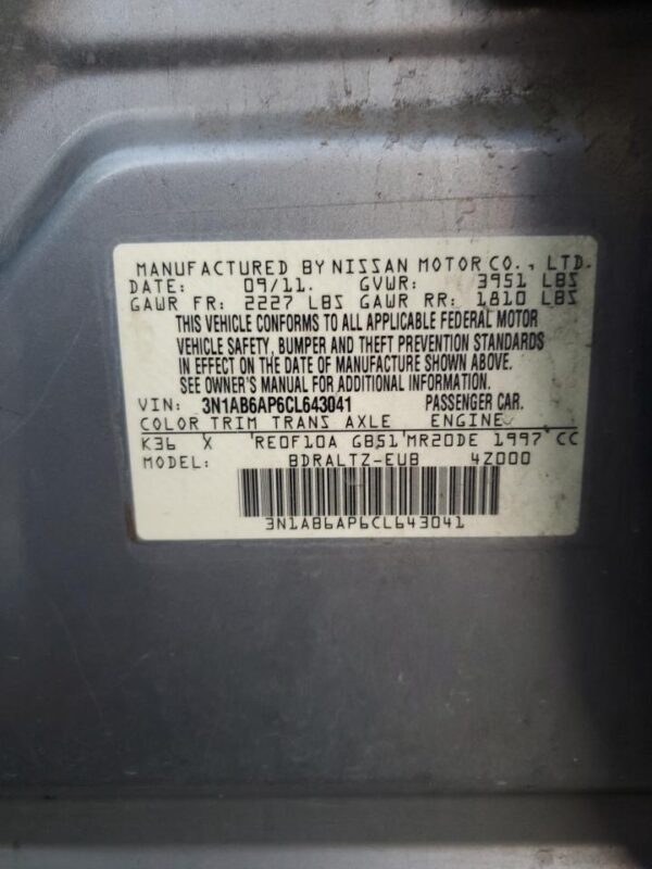 NISSAN SENTRA SILVER - 3N1AB6AP6CL643041