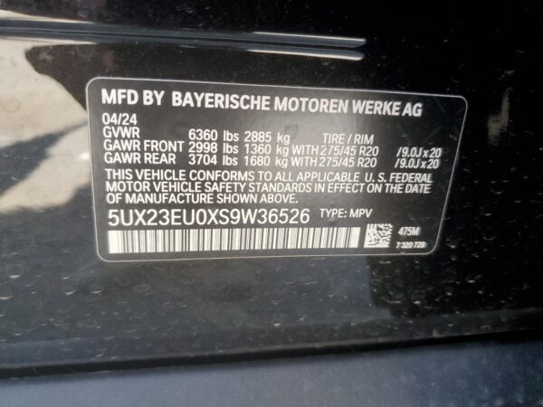BMW X5 BLACK - 5UX23EU0XS9W36526