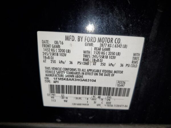 FORD EXPLORER BLACK - 1FM5K8AR3HGA63104