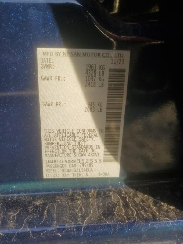 NISSAN ALTIMA BLUE - 1N4BL4CVXRN352555