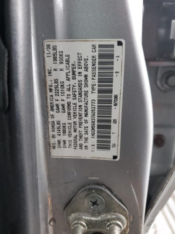 HONDA ACCORD SILVER - 1HGCM56837A052773