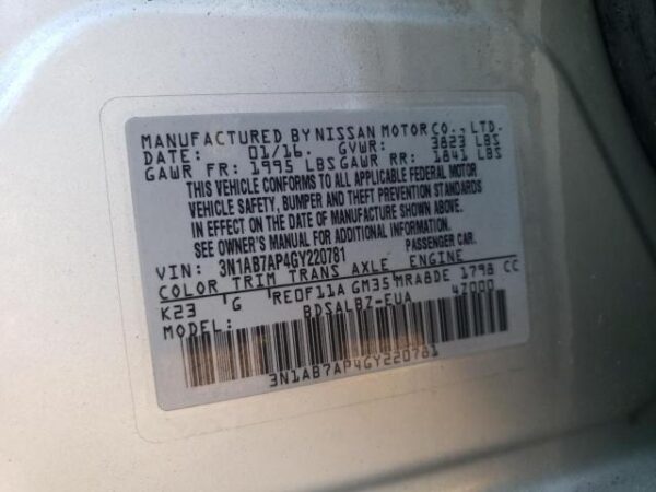 Nissan SENTRA 2016 - 3N1AB7AP4GY220781
