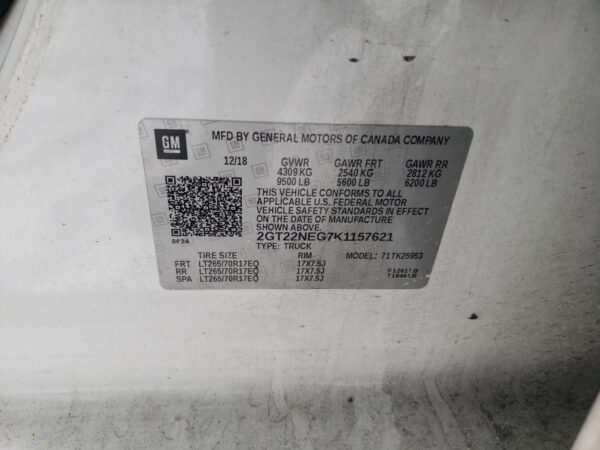 GMC SIERRA WHITE - 2GT22NEG7K1157621