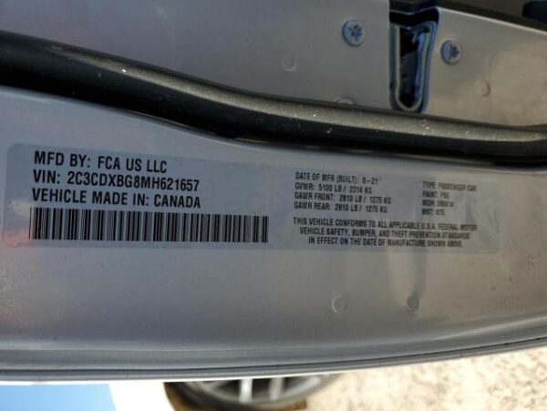 Dodge CHARGER 2021 - 2C3CDXBG8MH621657