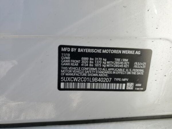 BMW X7 WHITE - 5UXCW2C01L9B40207