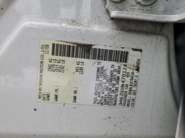 NISSAN ALTIMA WHITE - 1N4AL21EX9N470124