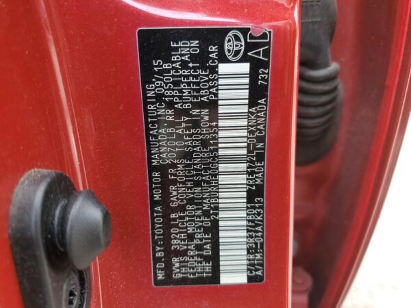 TOYOTA COROLLA RED - 2T1BURHE0GC511354