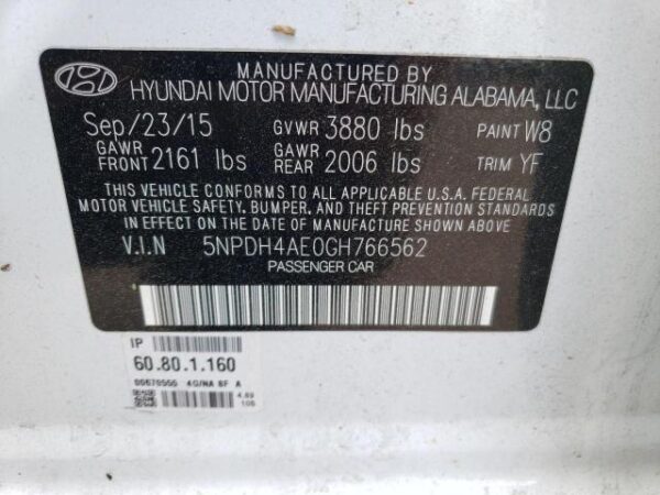 Hyundai Elantra 2016 - 5NPDH4AE0GH766562