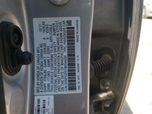 Honda Civic 2021 - 2HGFC2F61MH544096