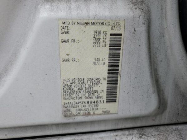 Nissan ALTIMA 2015 - 1N4AL3AP3FN894831