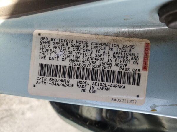 TOYOTA COROLLA BLUE - JT2AE09V0S0097247