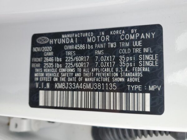 HYUNDAI TUCSON WHITE - KM8J33A46MU381135