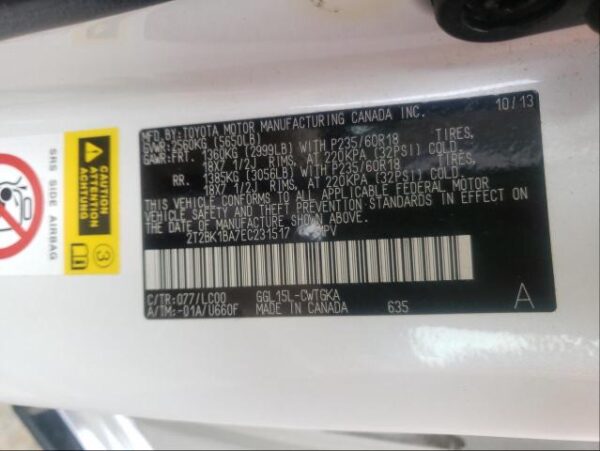 Lexus Rx 350 Base 2014 White 3.5L 6 — 2T2BK1BA7EC231517