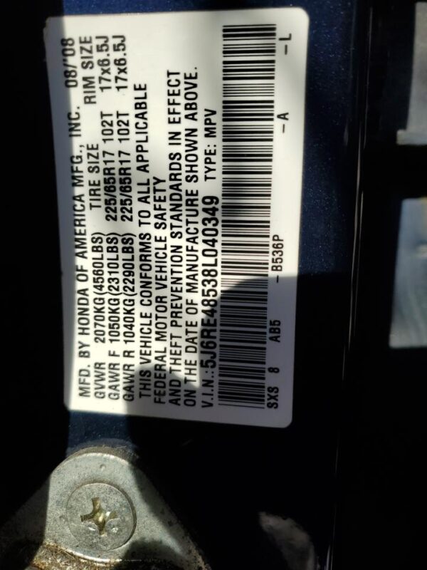 HONDA CRV BLUE - 5J6RE48538L040349