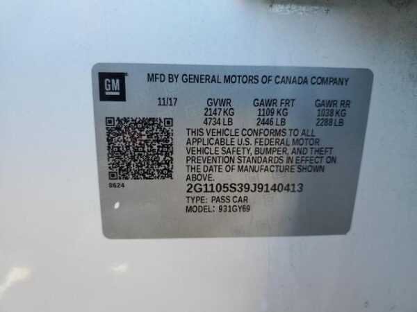 Chevrolet IMPALA 2018 - 2G1105S39J9140413
