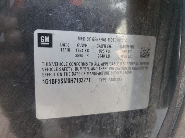 CHEVROLET CRUZE GRAY - 1G1BF5SM0H7183271