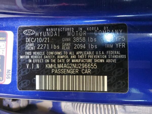 Hyundai Elantra 2022 - KMHLM4AG2NU296655