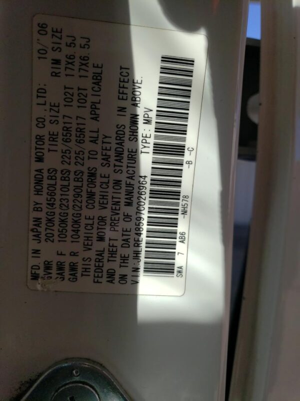 HONDA CRV WHITE - JHLRE48597C026964