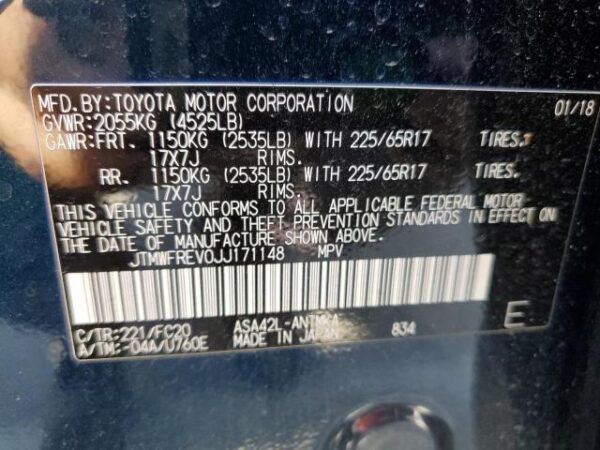 Toyota RAV4 2018 - JTMWFREV0JJ171148
