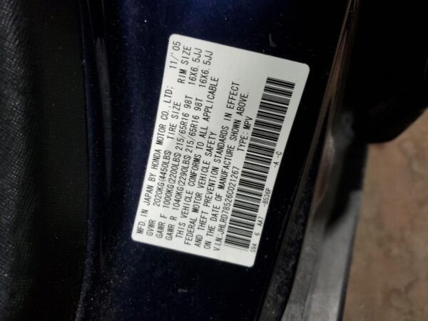 HONDA CRV BLUE - JHLRD78526C021267