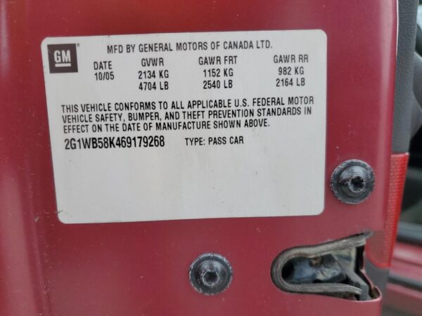 CHEVROLET IMPALA RED - 2G1WB58K469179268