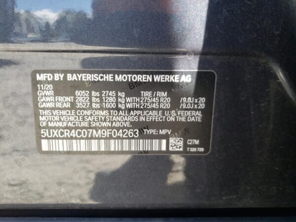 BMW X5 SDRIVE40I 2021 CHARCOAL — 5UXCR4C07M9F04263