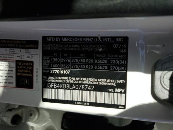 Mercedes-benz GLE 2020 - 4JGFB4KB8LA078742