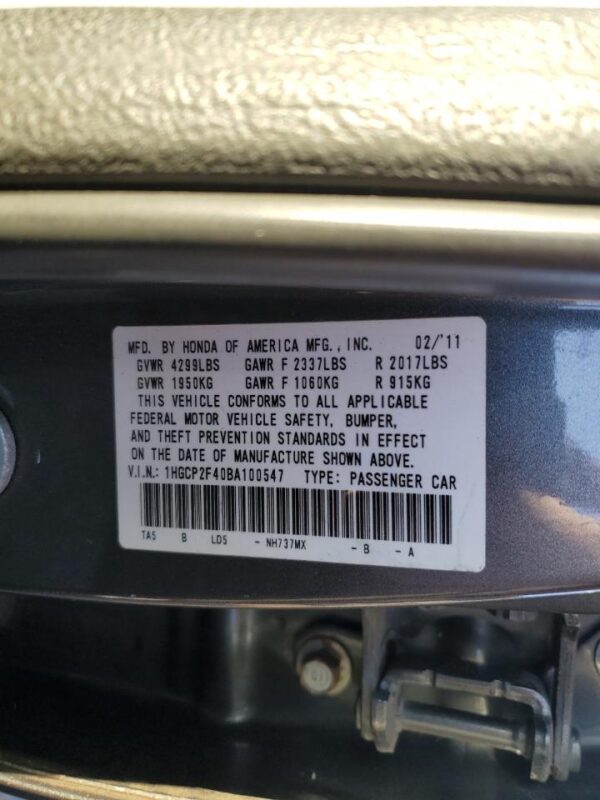 HONDA ACCORD GRAY - 1HGCP2F40BA100547