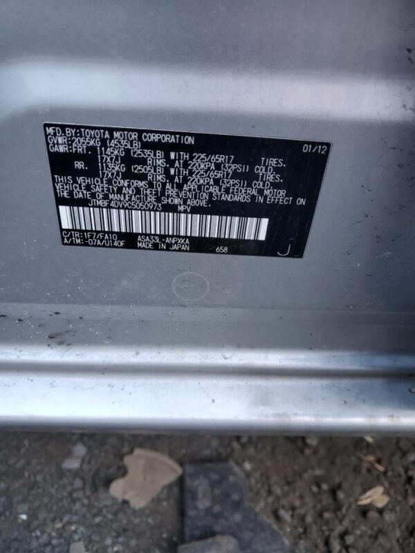 TOYOTA RAV4 SILVER - JTMBF4DV9C5050973