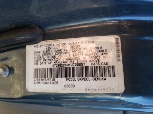 TOYOTA CAMRY BLUE - 4T1BG22K0YU735897