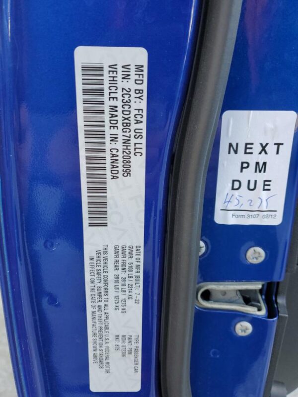 DODGE CHARGER BLUE - 2C3CDXBG7NH208095