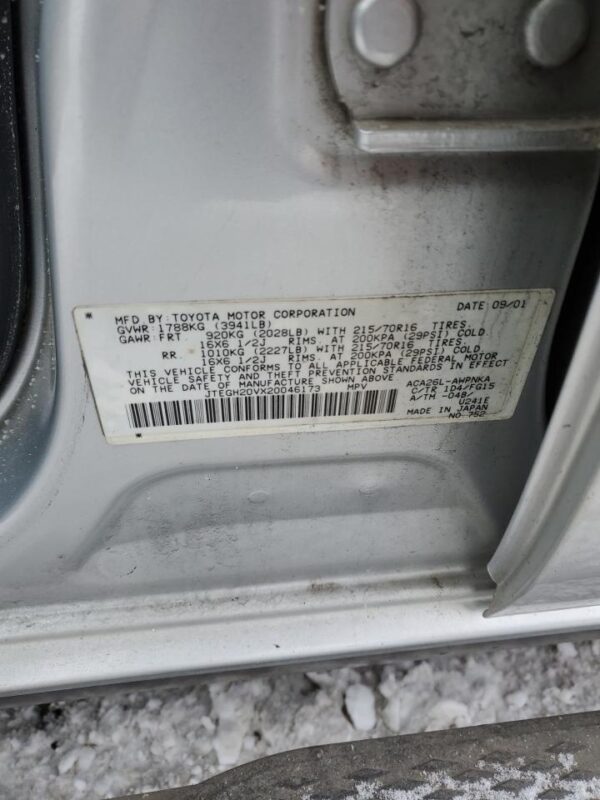 TOYOTA RAV4 SILVER - JTEGH20VX20046173