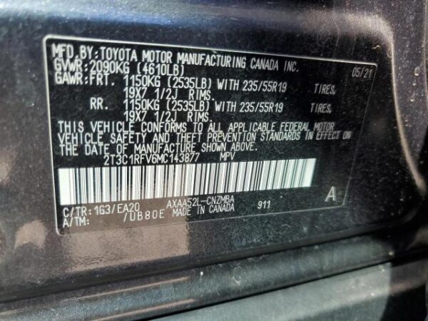 Toyota RAV4 2021 - 2T3C1RFV6MC143877