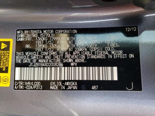 2013 Lexus RX450H Charcoal - JTJZB1BAXD2008286