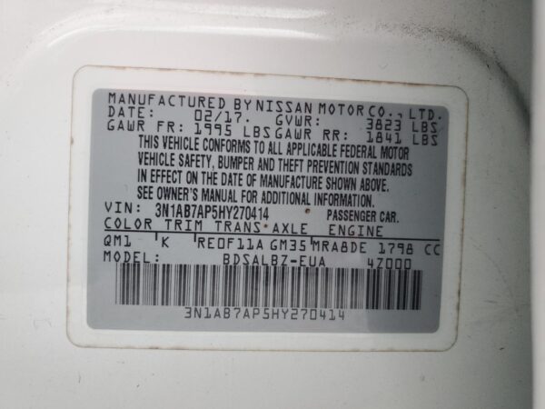 NISSAN SENTRA WHITE - 3N1AB7AP5HY270414