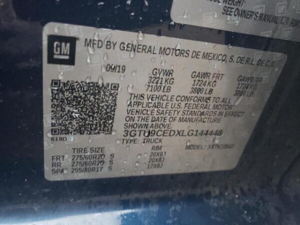 Gmc SIERRA 2020 - 3GTU9CEDXLG144448