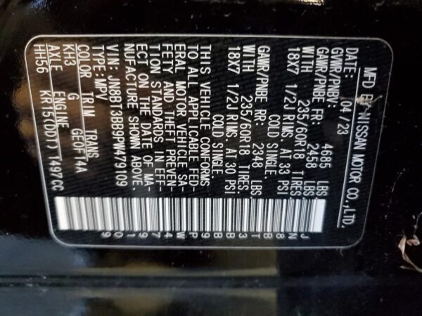 NISSAN ROGUE BLACK - JN8BT3BB9PW479109