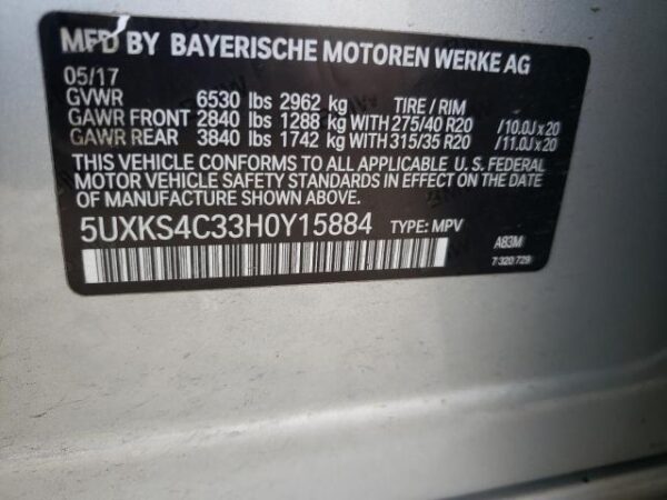 BMW X5 XDRIVE35D 2017 Silver — 5UXKS4C33H0Y15884