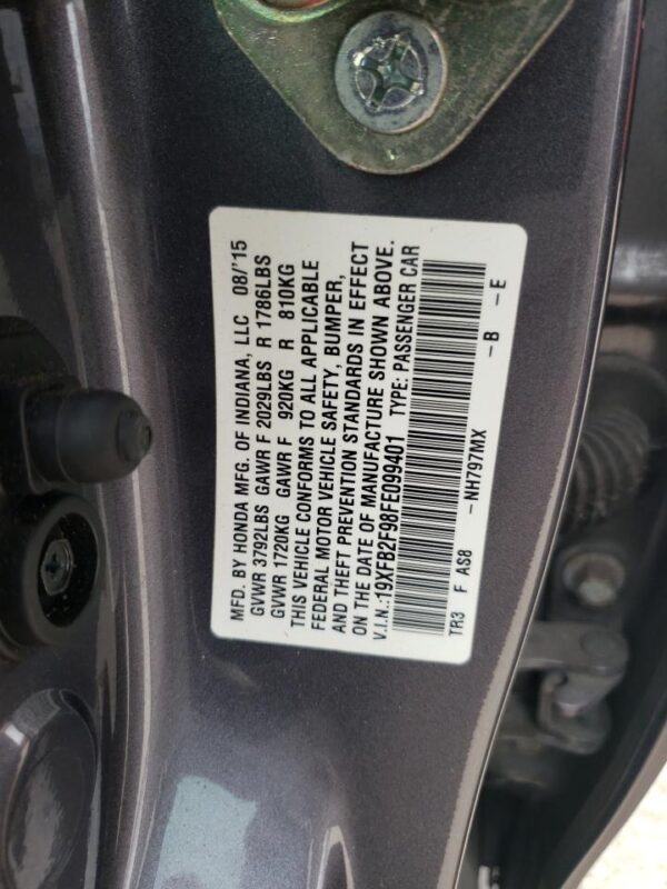 HONDA CIVIC SILVER - 19XFB2F98FE099401