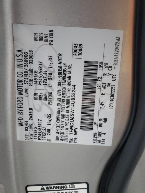 FORD EXPLORER SILVER - 1FMDU65W14UB53244