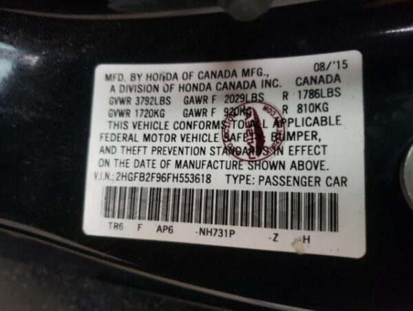 Honda Civic 2015 - 2HGFB2F96FH553618