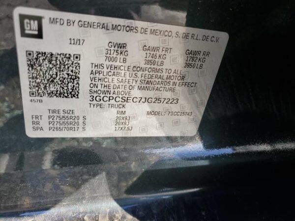 Chevrolet SILVERADO 2018 - 3GCPCSEC7JG257223