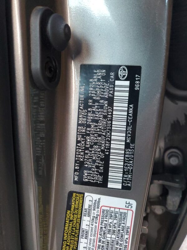 TOYOTA CAMRY CHARCOAL - 4T1BF32K75U618497