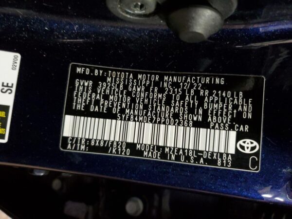 TOYOTA COROLLA BLUE - 5YFB4MDE7PP002368