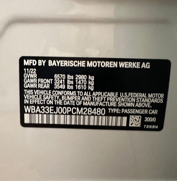 Bmw 760I Xdrive 2023 White 4.4L — WBA33EJ00PCM28480