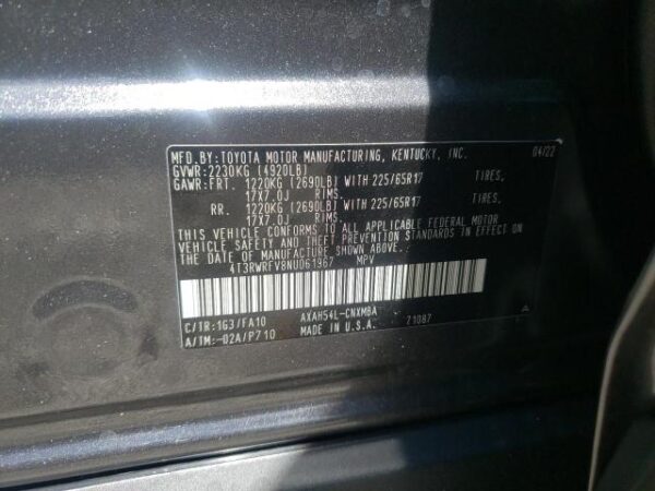 2022 TOYOTA RAV4 XLE GRAY — 4T3RWRFV8NU061967