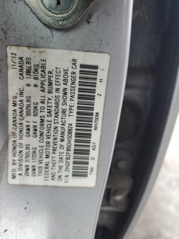 HONDA CIVIC SILVER - 2HGFB2F89DH508824