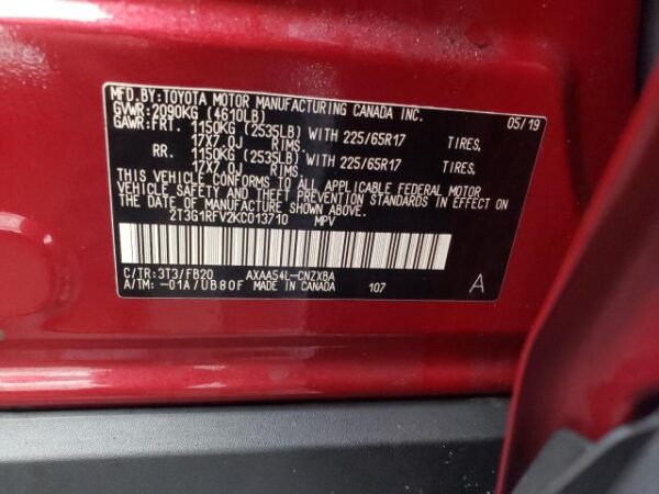 Toyota RAV4 2019 - 2T3G1RFV2KC013710