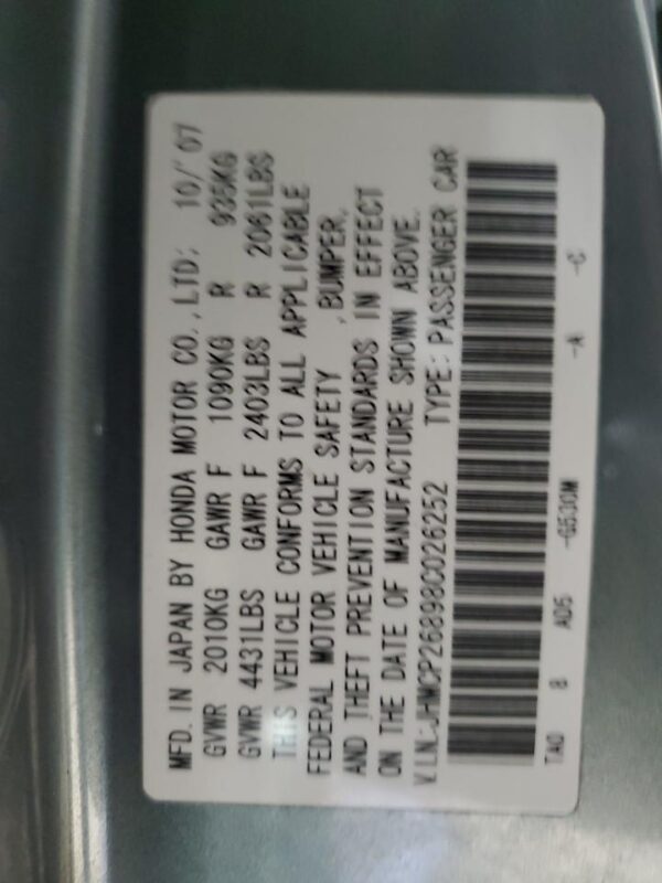 HONDA ACCORD GREEN - JHMCP26898C026252